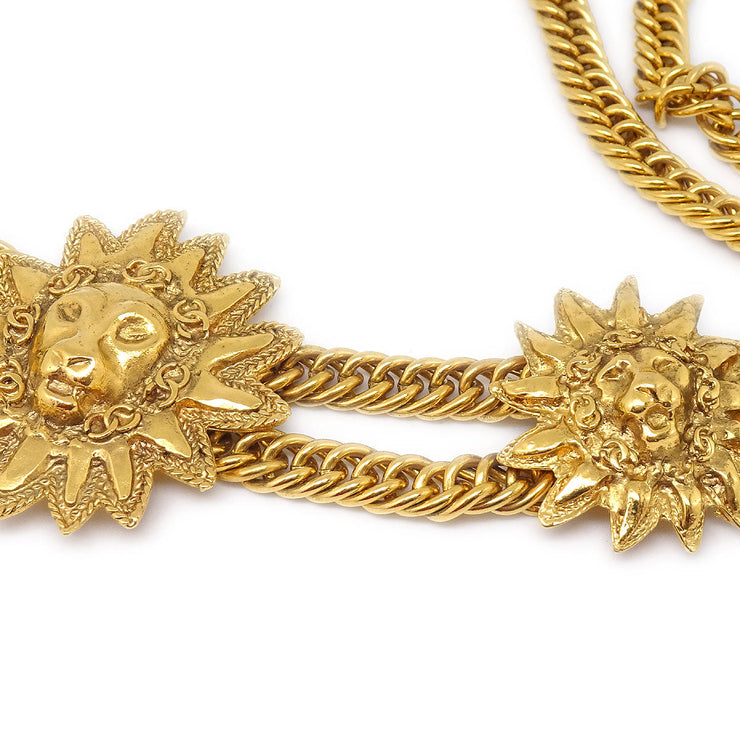 CHANEL 1986-1994 Lion Gold Chain Pendant Necklace