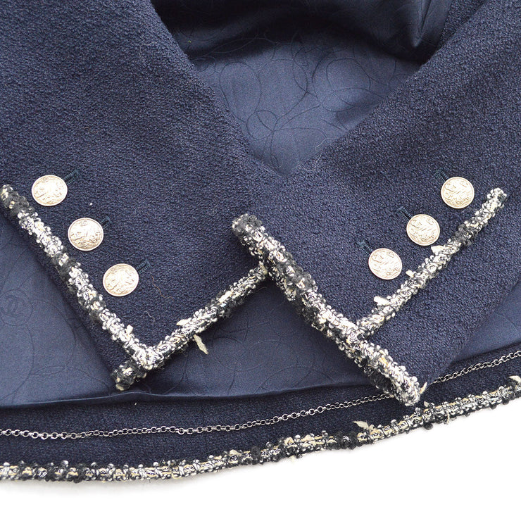 CHANEL 2005 navy emblem patch single-breasted blazer #36