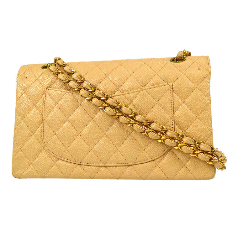 CHANEL 1997-1999 Classic Double Flap Medium Beige Caviar – AMORE 