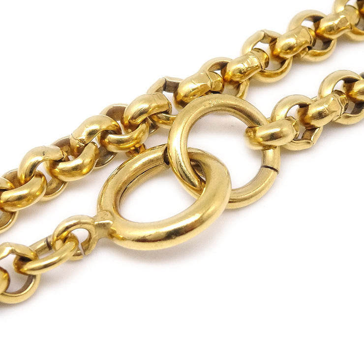 Chanel 1995 Gold CC Heart Cutout Pendant Necklace