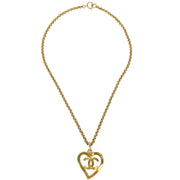 Chanel 1995 Gold CC Heart Cutout Pendant Necklace