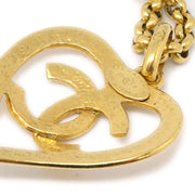 Chanel 1995 Gold CC Heart Cutout Pendant Necklace