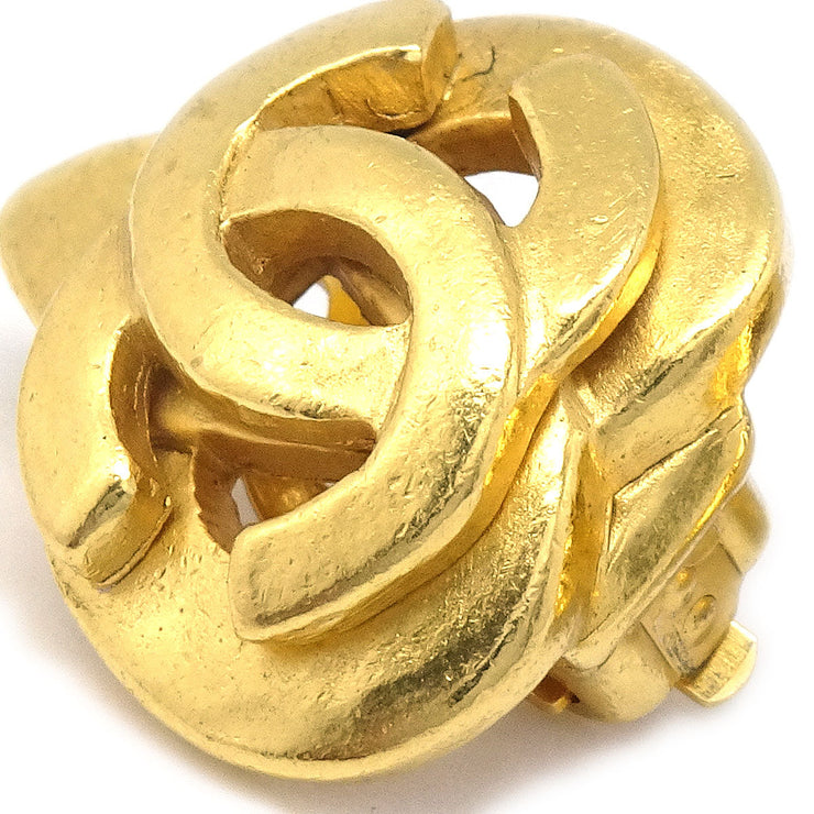 CHANEL 1997 Heart Earrings Gold Clip-On Medium 97P