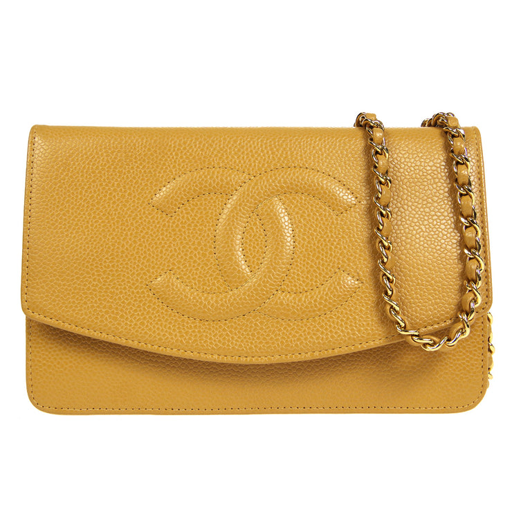 Chanel Caviar Timeless CC Wallet On Chain WOC Off White