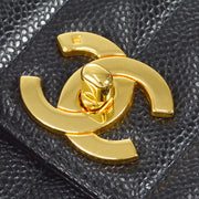 Chanel 1994-1996 Black Caviar Medium Vertical Straight Flap