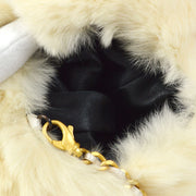 CHANEL 2001 CC Logo Muff Black Fur Satchel