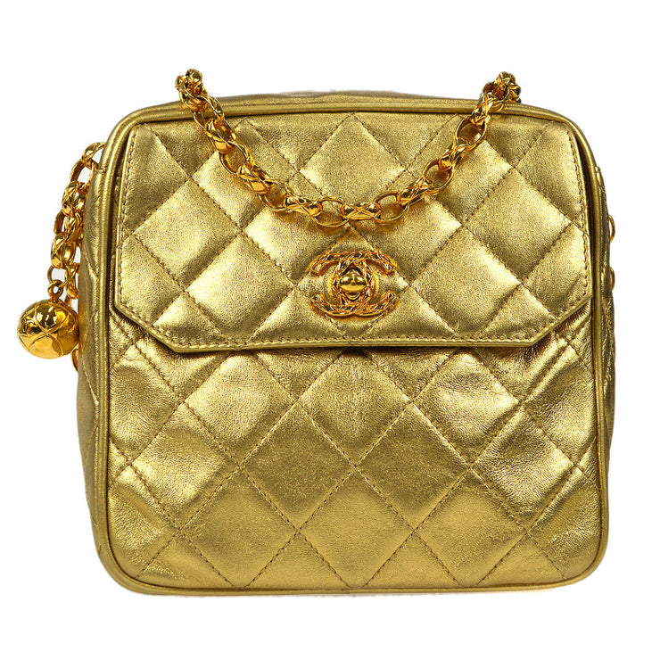 Chanel 1991-1994 Pocket Camera Bag Mini Gold Lambskin