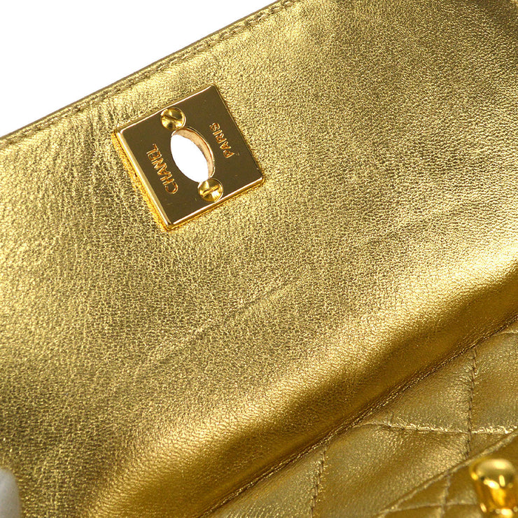 CHANEL 1991-1994 Pocket Camera Bag Mini Gold Lambskin