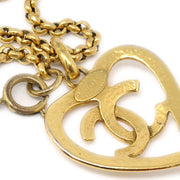 Chanel 1995 Gold CC Heart Cutout Pendant Necklace