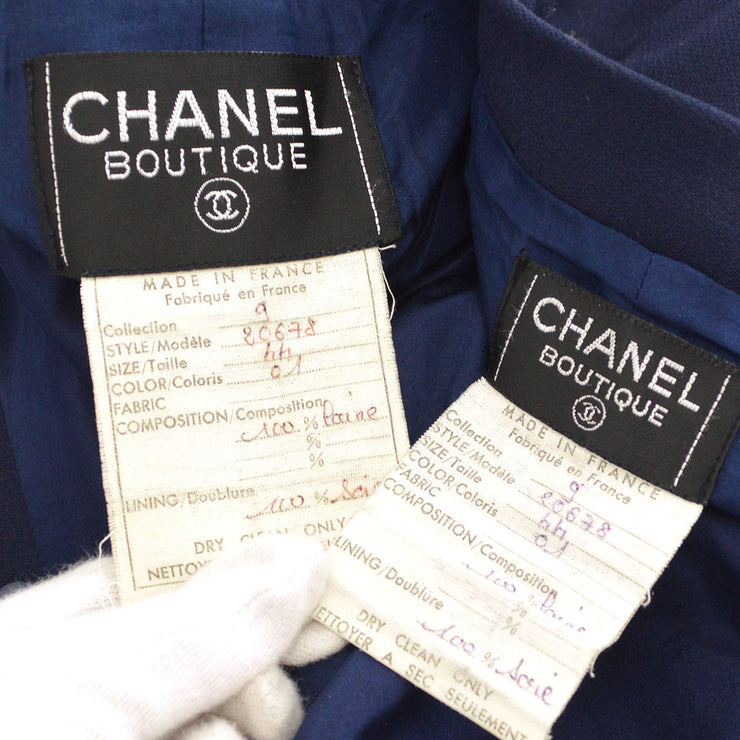 CHANEL debossed-buttons two-piece skirt suit #44