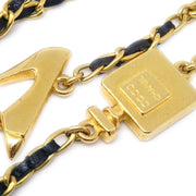 CHANEL 1995 Icon Charms Double Chain Necklace Gold Black 95A