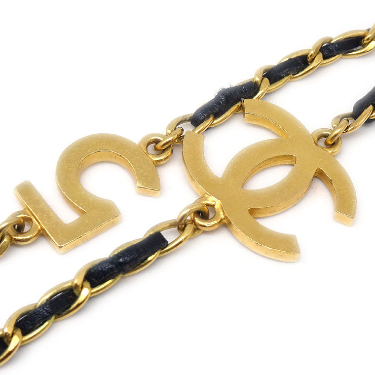 CHANEL 1995 Icon Charms Double Chain Necklace Gold Black 95A