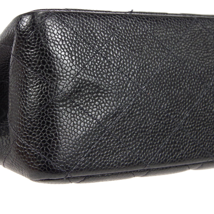 CHANEL Classic Flap Jumbo Double Chain Shoulder Bag Black Caviar