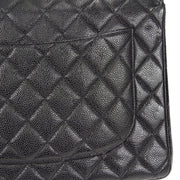 CHANEL Classic Flap Jumbo Double Chain Shoulder Bag Black Caviar