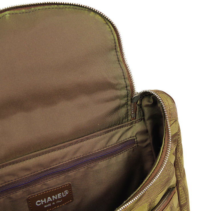 CHANEL 2001-2003 New Travel Line Backpack Brown Jacquard