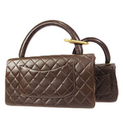 CHANEL 1994-1996 Classic Flap Handbag Set Brown Lambskin