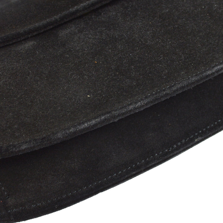 CELINE Chain Handbag Black Suede
