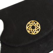 CELINE Chain Handbag Black Suede