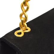 CELINE Chain Handbag Black Suede