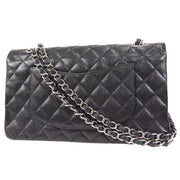 CHANEL 2009-2010 Classic Double Flap Medium SHW Black Caviar
