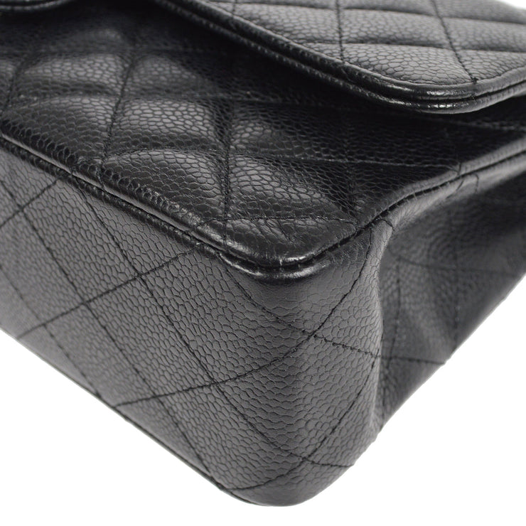 CHANEL 2009-2010 Classic Double Flap Medium SHW Black Caviar