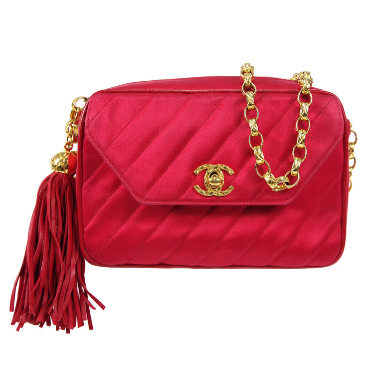 CHANEL Bijou Chain Shoulder Bag Red Satin – AMORE Vintage Tokyo