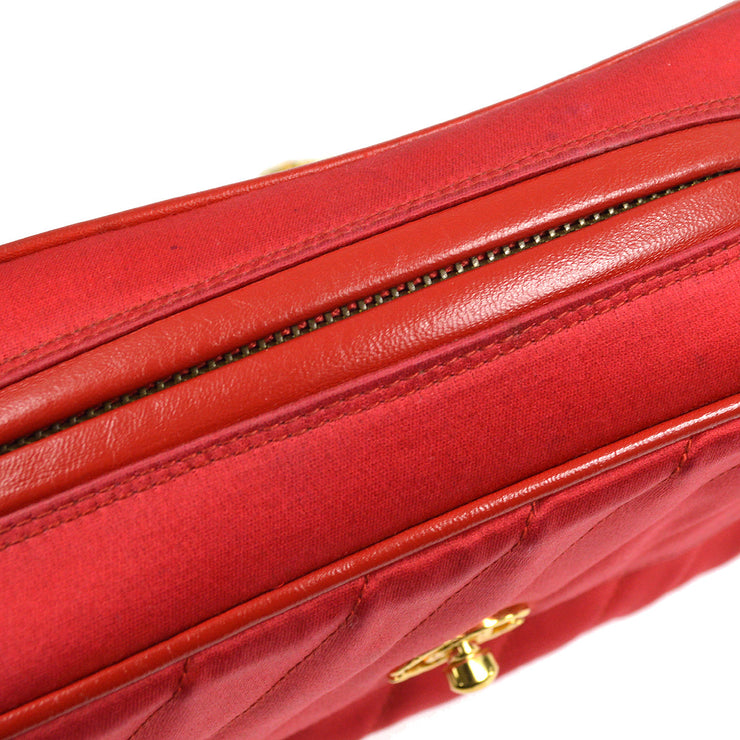 CHANEL Bijou Chain Shoulder Bag Red Satin