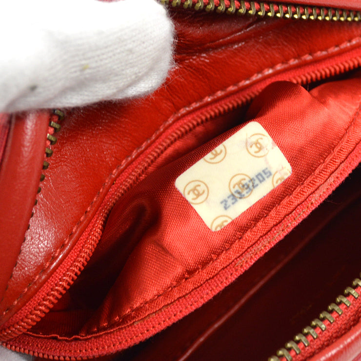 CHANEL Bijou Chain Shoulder Bag Red Satin