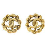 CHANEL Button Earrings Clip-On Gold 2239