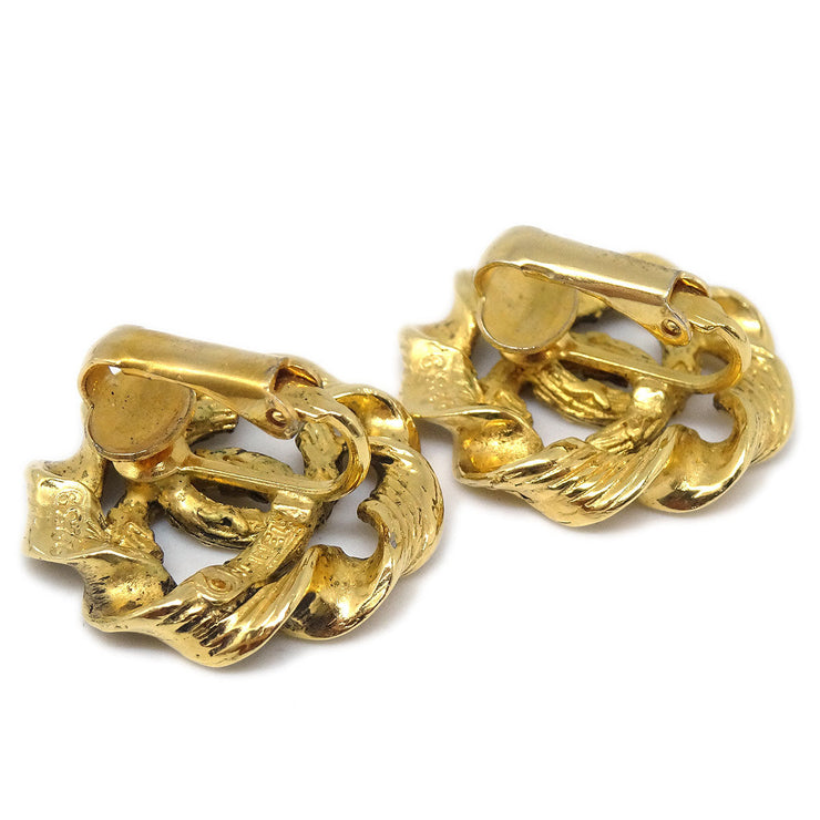 CHANEL Button Earrings Clip-On Gold 2239