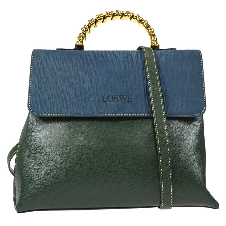 LOEWE VELAZQUEZ 2way Shoulder Handbag Green Blue