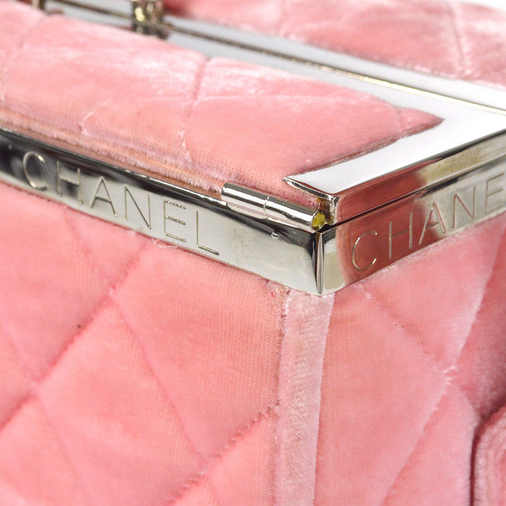 CHANEL 1996-1997 Vanity Handbag Velvet Pink