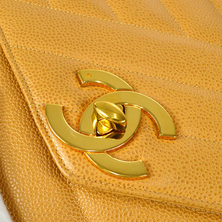 Chanel 1994-1996斜めのポケットカメラバッグジャンボベージュキャビア