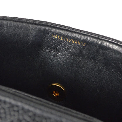 Chanel 1994-1996 Black Caviar Small Vertical Stitch Straight Flap Bag