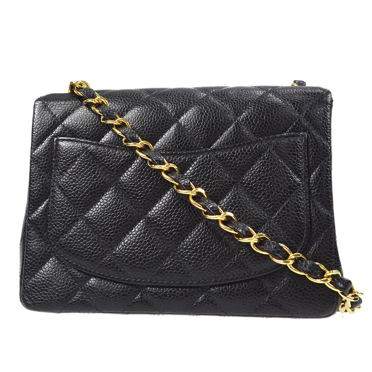 CHANEL Classic Flap Mini Square Chain Shoulder Bag Black Caviar