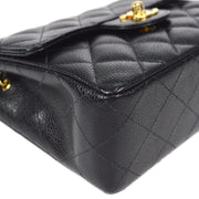 CHANEL Classic Flap Mini Square Chain Shoulder Bag Black Caviar