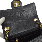 CHANEL Classic Flap Mini Square Chain Shoulder Bag Black Caviar