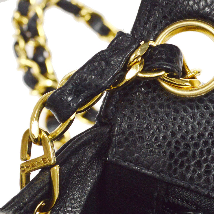 CHANEL Classic Flap Mini Square Chain Shoulder Bag Black Caviar