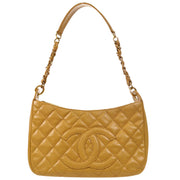 Chanel Chain Shoulder Bag Beige Caviar