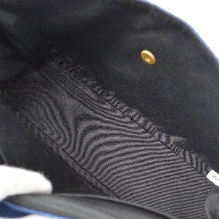 Chanel 1991-1994 Classic Flap Maxi Chain Shoulder Bag Indigo Denim