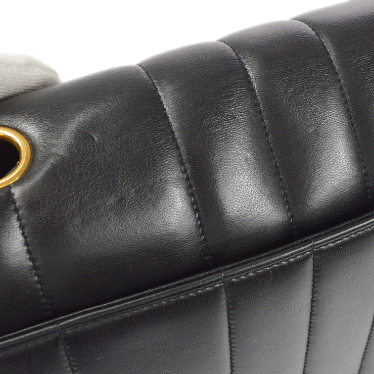 CHANEL 1994-1996 Vertical Straight Flap Medium Black Lambskin