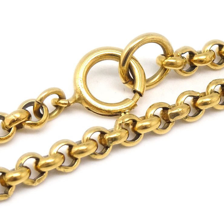 Chanel 1995 Gold CC Heart Cutout Pendant Necklace