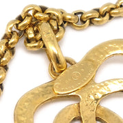 Chanel 1995 Gold CC Heart Cutout Pendant Necklace