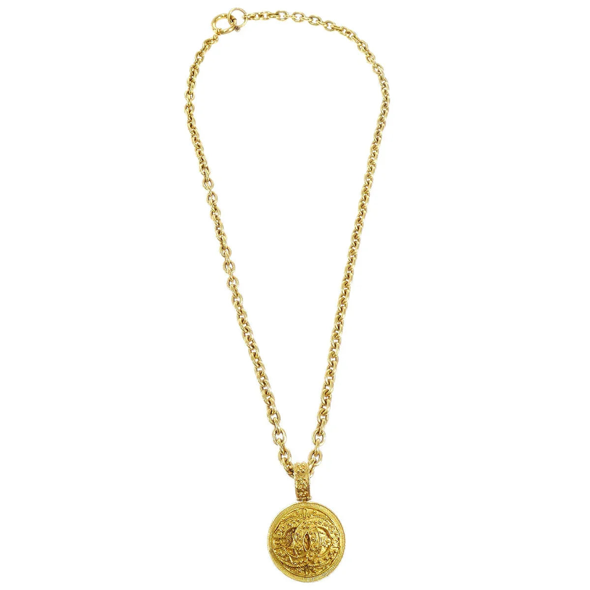 Chanel 1994 Filigree CC Round Pendant Necklace