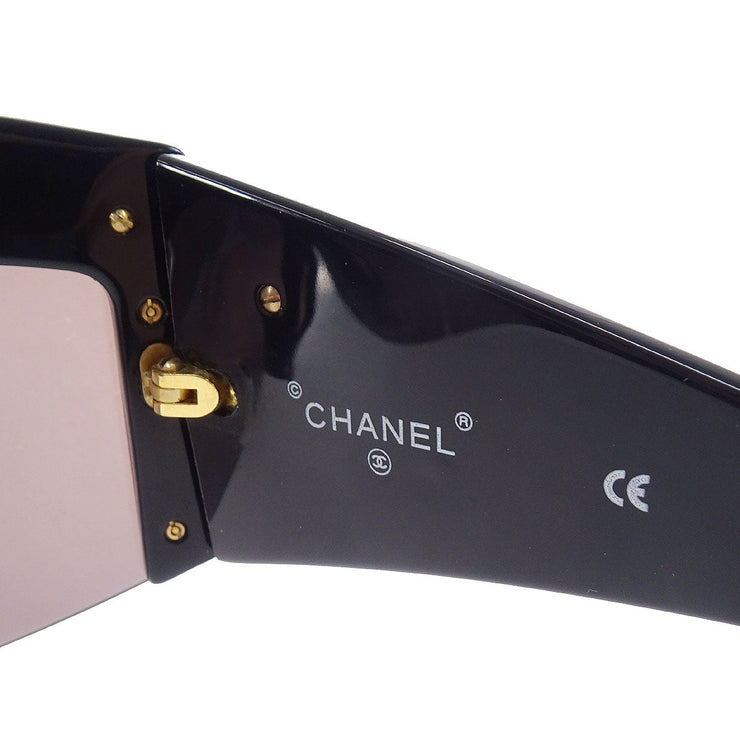 CHANEL Chain Sunglasses Eye Wear Black Small Good