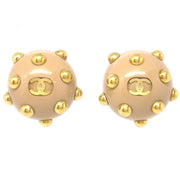 Chanel 2000 Studded Ball Earrings Beige Gold Clip-On 00A