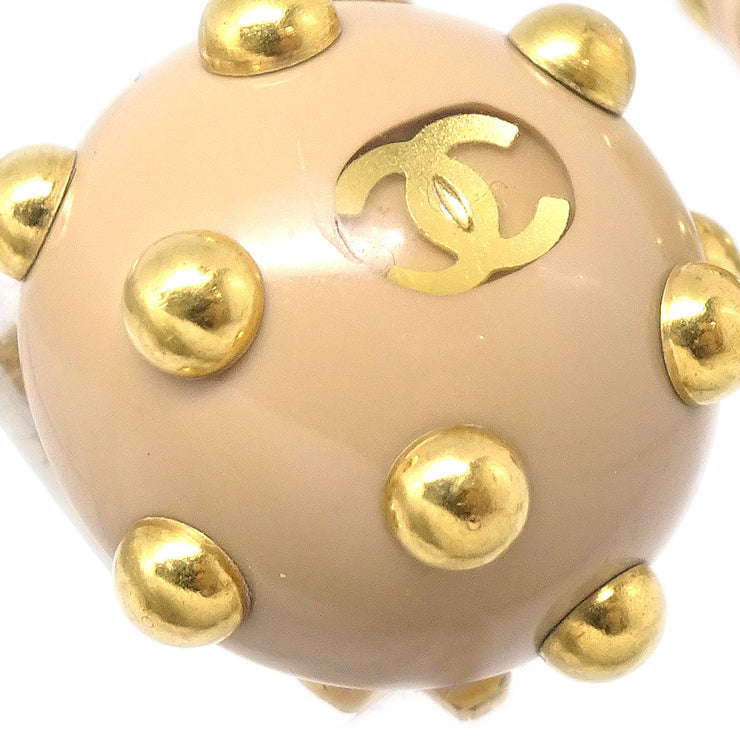 Chanel 2000 Studded Ball Earrings Beige Gold Clip-On 00A