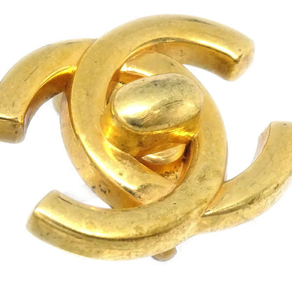 CHANEL 1996 Turnlock Earrings Clip-On Gold 96P