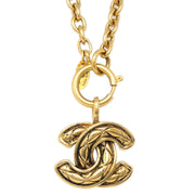 Chanel Quilted CC Gold Chain Pendant Necklace 3857