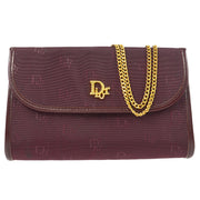 Christian Dior Double Chain Shoulder Bag Bordeaux